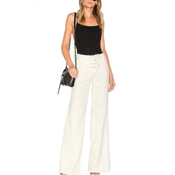 Frame Denim Denim - FRAME Denim Le Capri Lace Up Wide Leg Jeans White Parchment Size 26